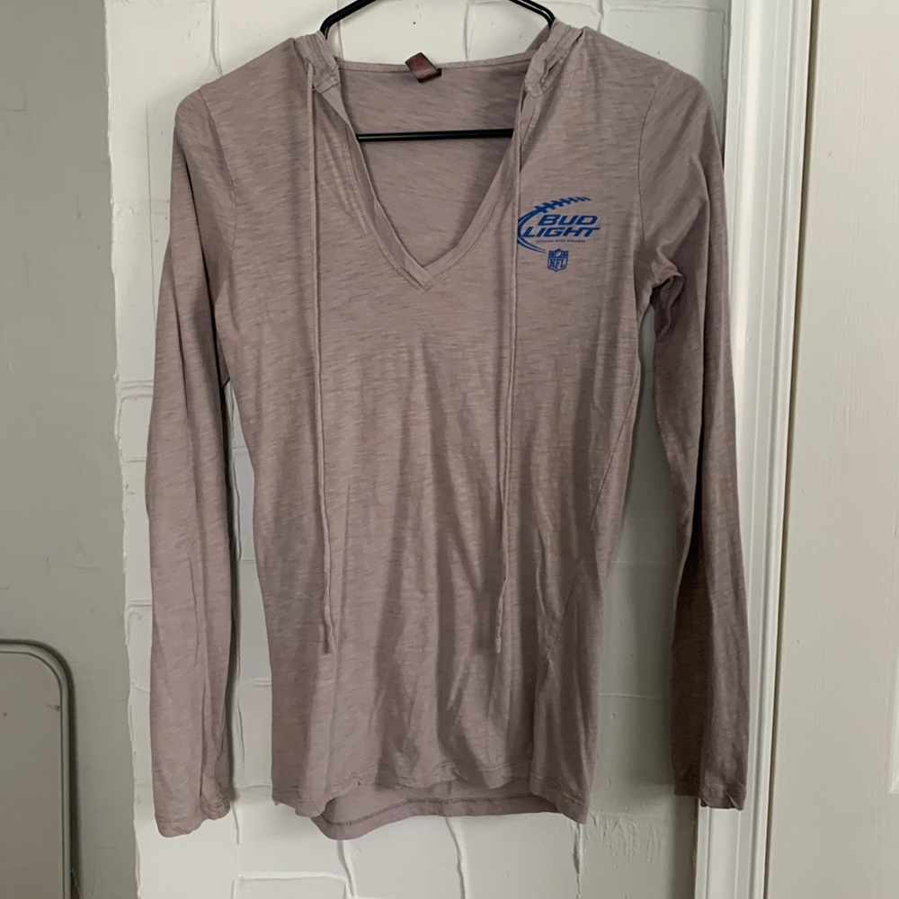 Official NFL Bud Light lightweight v-neck pullover with hood